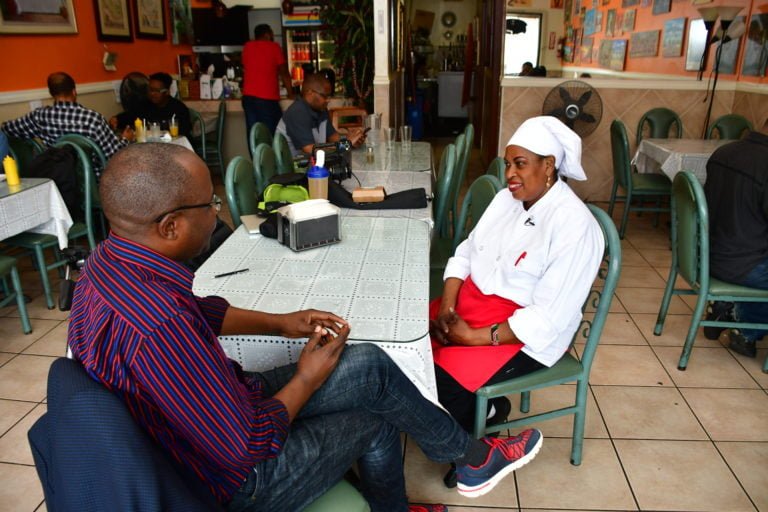 CHAMS Media CEO Alex Chamwada interviewing Jane Kagira, Kenyan Restaurant Owner in Seattle City, USA in June 2018
